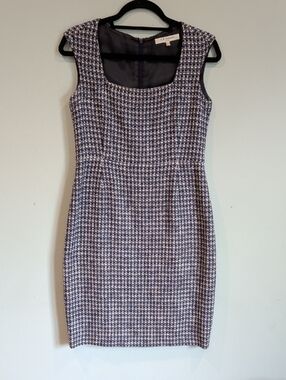 LK Bennett Navy and White Tweed Sheath Dress 8